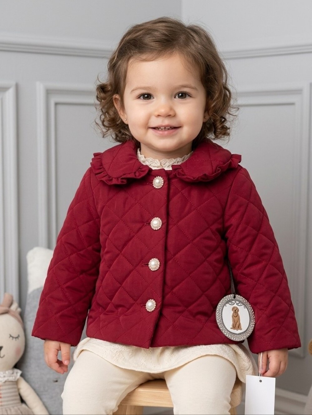 NWT Edgehill Collection x Darby Fallon Clark Red Quilted Puffer Jacket Sz 18m